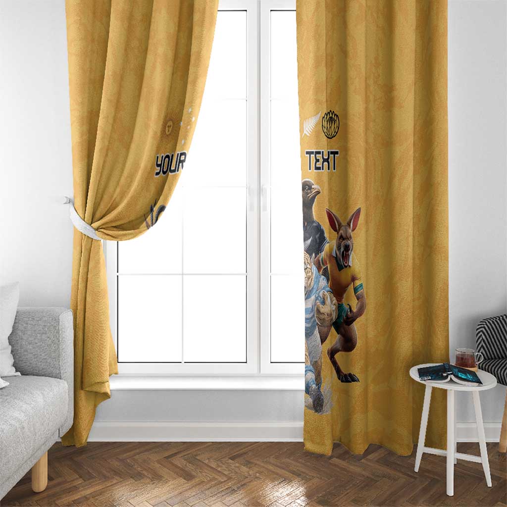 Custom Rugby Southern Hemisphere Window Curtain Argentina AUNZ South Africa Mascot Gold - Polynesian Pride