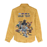 Custom Rugby Southern Hemisphere Women Casual Shirt Argentina AUNZ South Africa Mascot Gold - Polynesian Pride