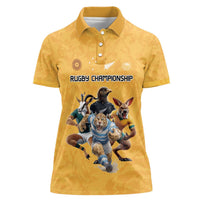 Custom Rugby Southern Hemisphere Women Polo Shirt Argentina AUNZ South Africa Mascot Gold LT9 Female Gold - Polynesian Pride