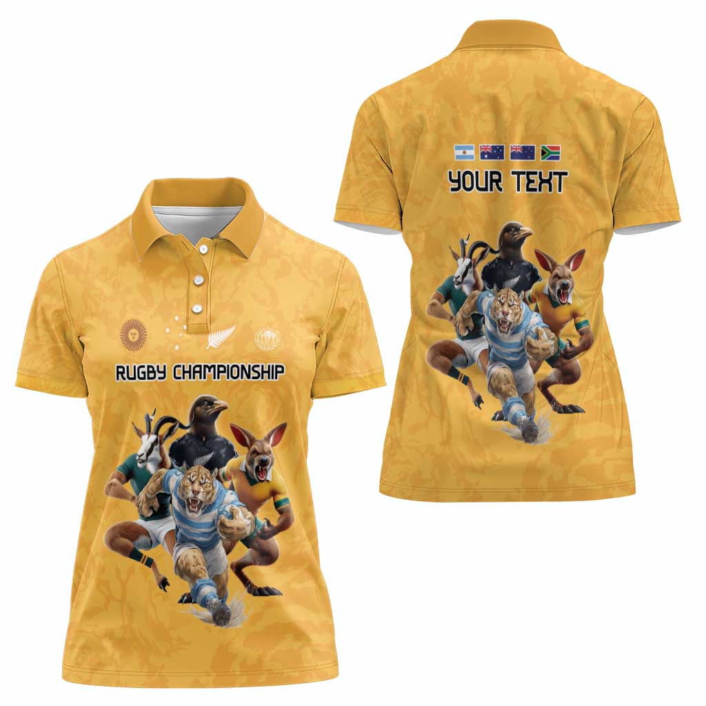 Custom Rugby Southern Hemisphere Women Polo Shirt Argentina AUNZ South Africa Mascot Gold LT9 - Polynesian Pride
