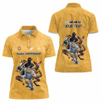 Custom Rugby Southern Hemisphere Women Polo Shirt Argentina AUNZ South Africa Mascot Gold LT9 - Polynesian Pride