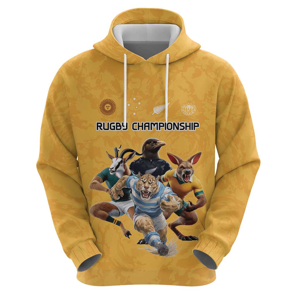 Custom Rugby Southern Hemisphere Zip Hoodie Argentina AUNZ South Africa Mascot Gold - Polynesian Pride