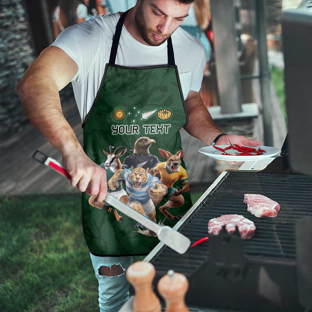 Custom Rugby Southern Hemisphere Apron Argentina AUNZ South Africa Mascot Green - Polynesian Pride