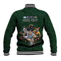 Custom Rugby Southern Hemisphere Baseball Jacket Argentina AUNZ South Africa Mascot Green - Polynesian Pride