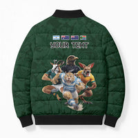 Custom Rugby Southern Hemisphere Bomber Puffer Jacket Argentina AUNZ South Africa Mascot Green - Polynesian Pride