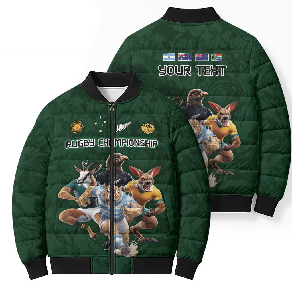 Custom Rugby Southern Hemisphere Bomber Puffer Jacket Argentina AUNZ South Africa Mascot Green - Polynesian Pride