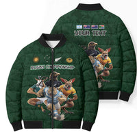 Custom Rugby Southern Hemisphere Bomber Puffer Jacket Argentina AUNZ South Africa Mascot Green - Polynesian Pride