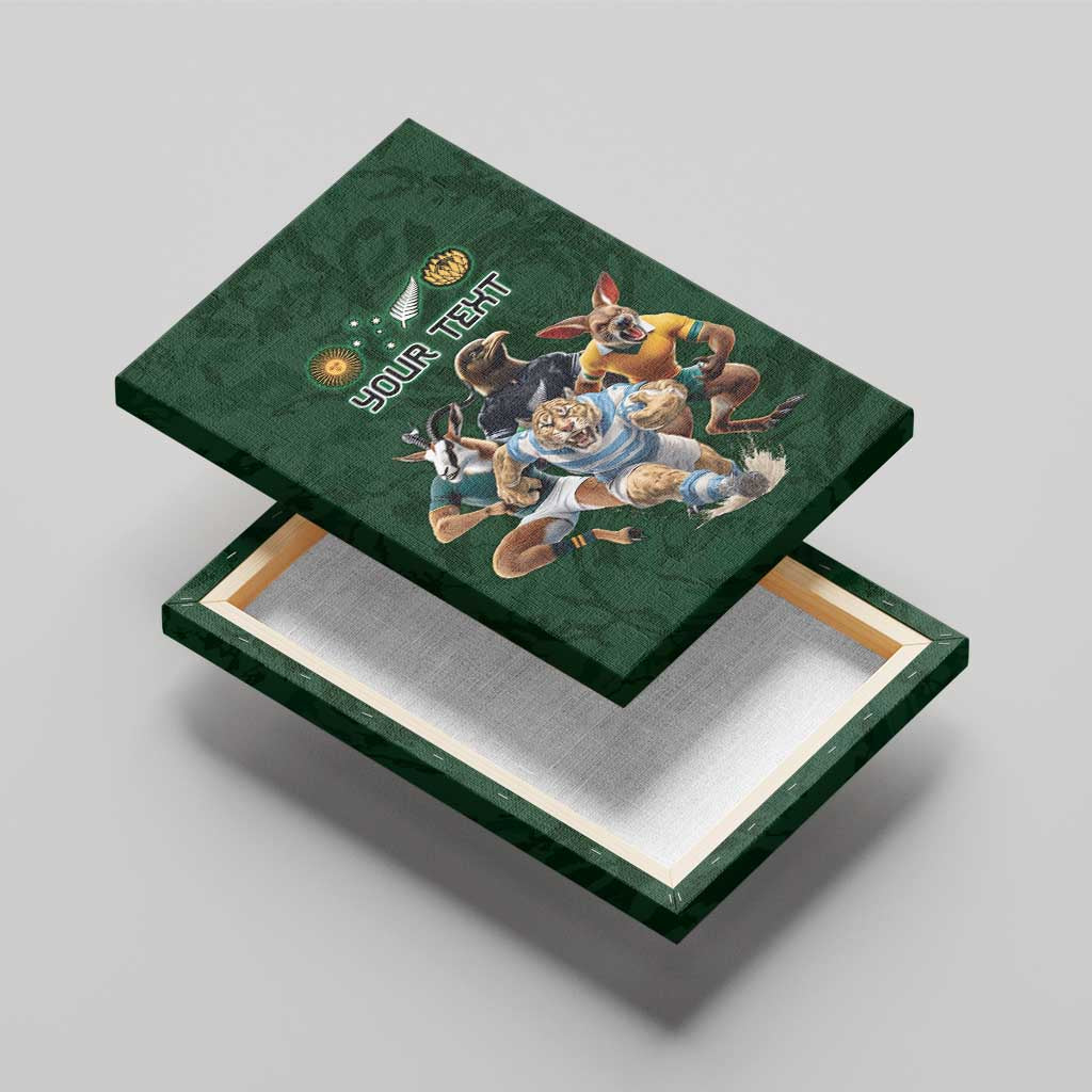 Custom Rugby Southern Hemisphere Canvas Wall Art Argentina AUNZ South Africa Mascot Green - Polynesian Pride