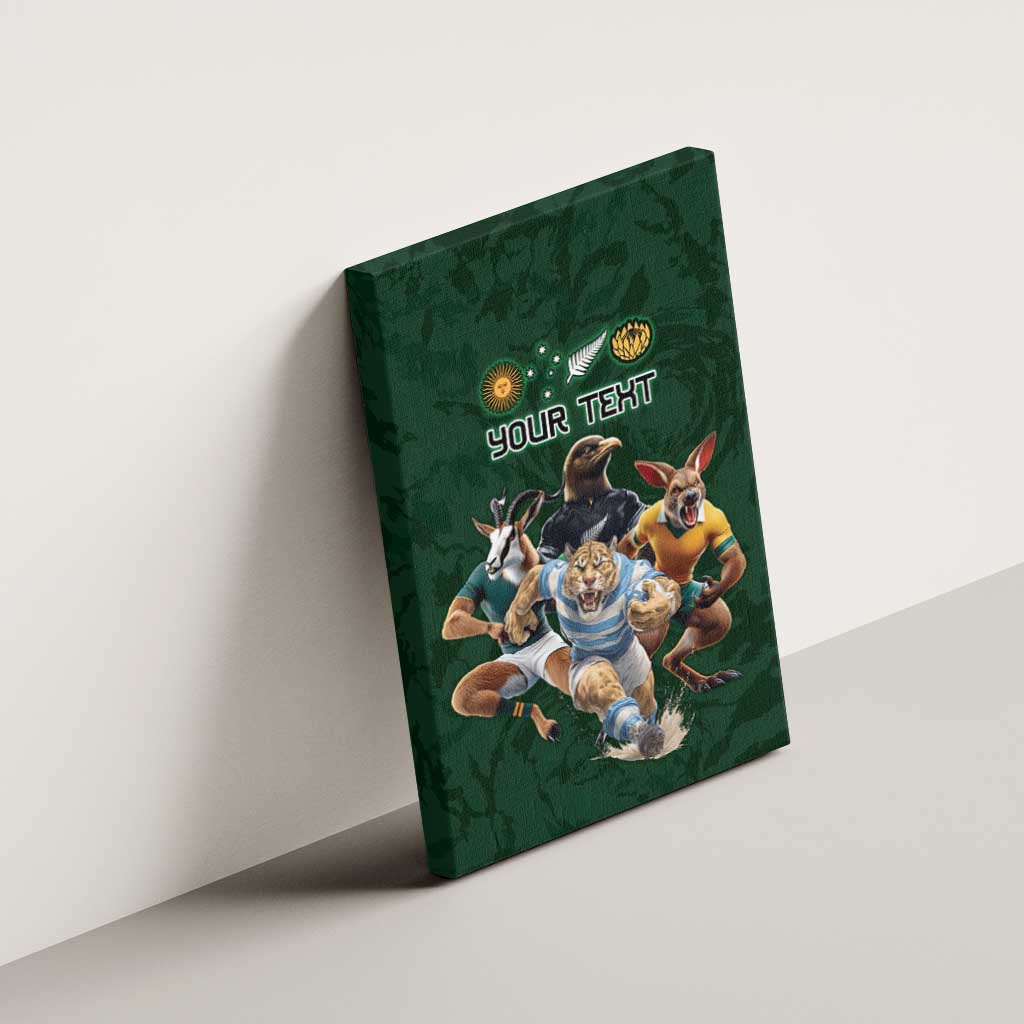 Custom Rugby Southern Hemisphere Canvas Wall Art Argentina AUNZ South Africa Mascot Green - Polynesian Pride