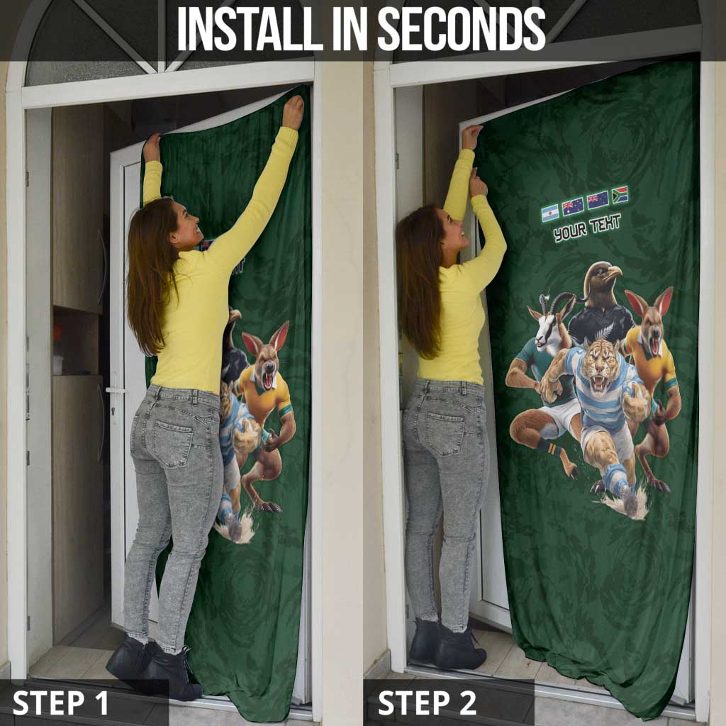 Custom Rugby Southern Hemisphere Door Cover Argentina AUNZ South Africa Mascot Green - Polynesian Pride