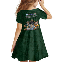 Custom Rugby Southern Hemisphere Family Matching Summer Maxi Dress and Hawaiian Shirt Argentina AUNZ South Africa Mascot Green LT9 - Polynesian Pride