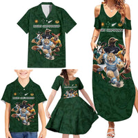 Custom Rugby Southern Hemisphere Family Matching Summer Maxi Dress and Hawaiian Shirt Argentina AUNZ South Africa Mascot Green LT9 - Polynesian Pride