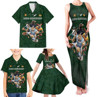 Custom Rugby Southern Hemisphere Family Matching Tank Maxi Dress and Hawaiian Shirt Argentina AUNZ South Africa Mascot Green LT9 - Polynesian Pride