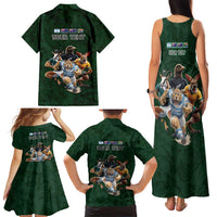 Custom Rugby Southern Hemisphere Family Matching Tank Maxi Dress and Hawaiian Shirt Argentina AUNZ South Africa Mascot Green LT9 - Polynesian Pride