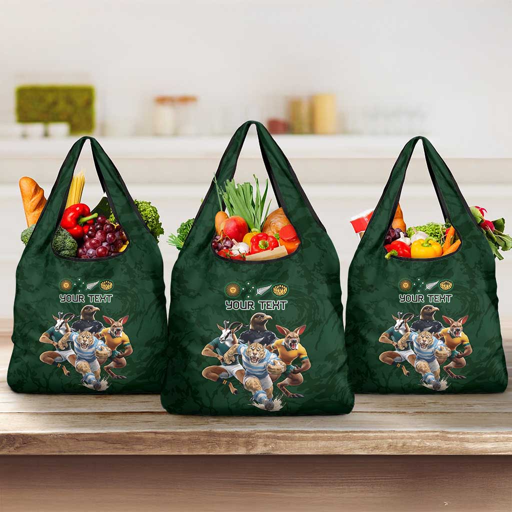 Custom Rugby Southern Hemisphere Grocery Bag Argentina AUNZ South Africa Mascot Green - Polynesian Pride