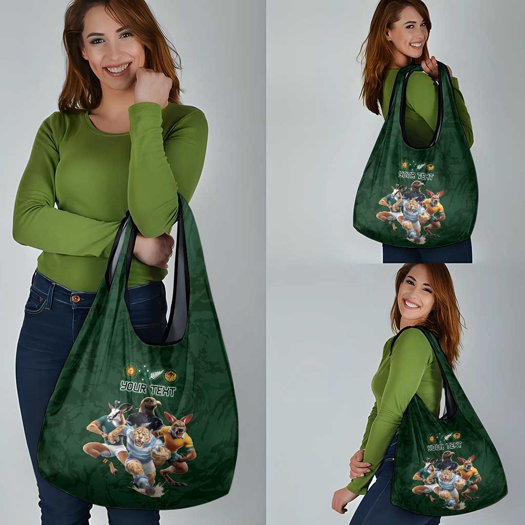 Custom Rugby Southern Hemisphere Grocery Bag Argentina AUNZ South Africa Mascot Green - Polynesian Pride