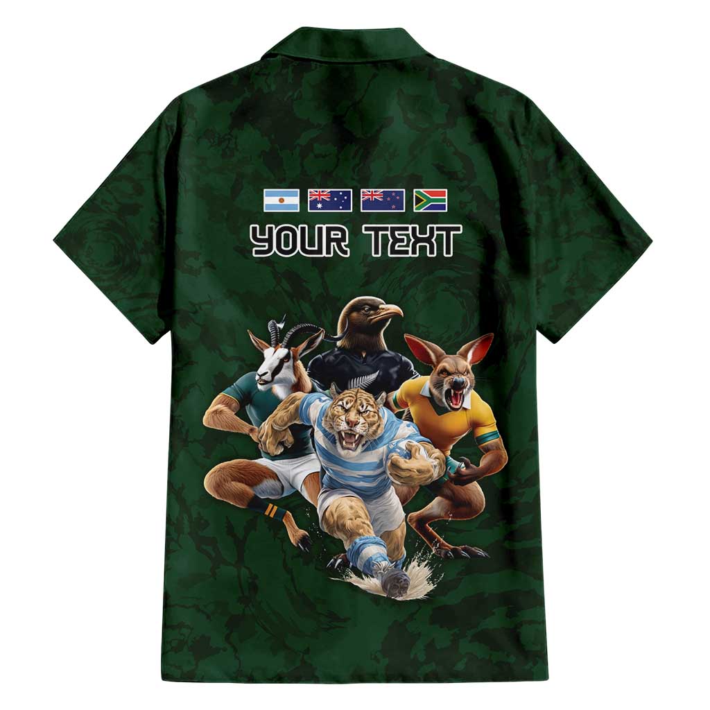 Custom Rugby Southern Hemisphere Hawaiian Shirt Argentina AUNZ South Africa Mascot Green LT9 - Polynesian Pride