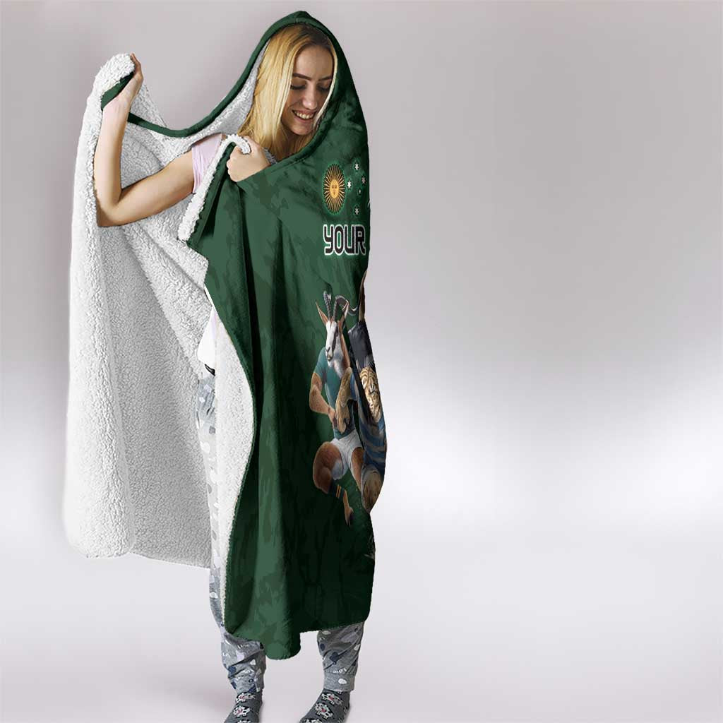 Custom Rugby Southern Hemisphere Hooded Blanket Argentina AUNZ South Africa Mascot Green - Polynesian Pride