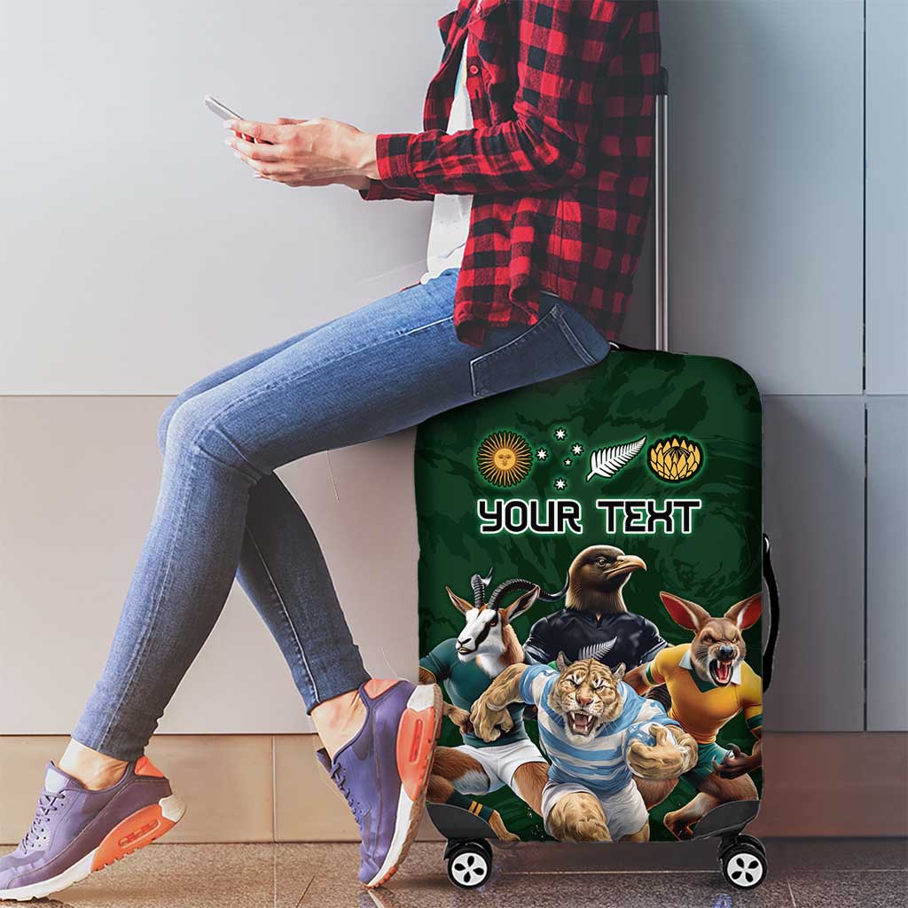 Custom Rugby Southern Hemisphere Luggage Cover Argentina AUNZ South Africa Mascot Green - Polynesian Pride