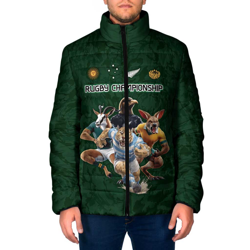 Custom Rugby Southern Hemisphere Padded Jacket Argentina AUNZ South Africa Mascot Green - Polynesian Pride