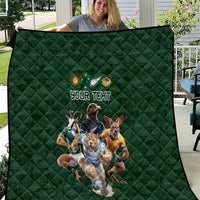 Custom Rugby Southern Hemisphere Quilt Argentina AUNZ South Africa Mascot Green - Polynesian Pride