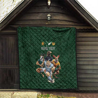 Custom Rugby Southern Hemisphere Quilt Argentina AUNZ South Africa Mascot Green - Polynesian Pride