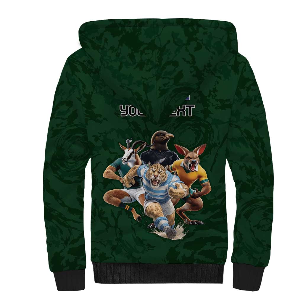 Custom Rugby Southern Hemisphere Sherpa Hoodie Argentina AUNZ South Africa Mascot Green LT9 - Polynesian Pride