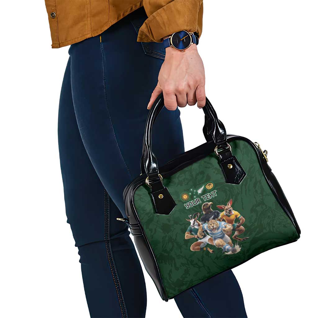 Custom Rugby Southern Hemisphere Shoulder Handbag Argentina AUNZ South Africa Mascot Green - Polynesian Pride