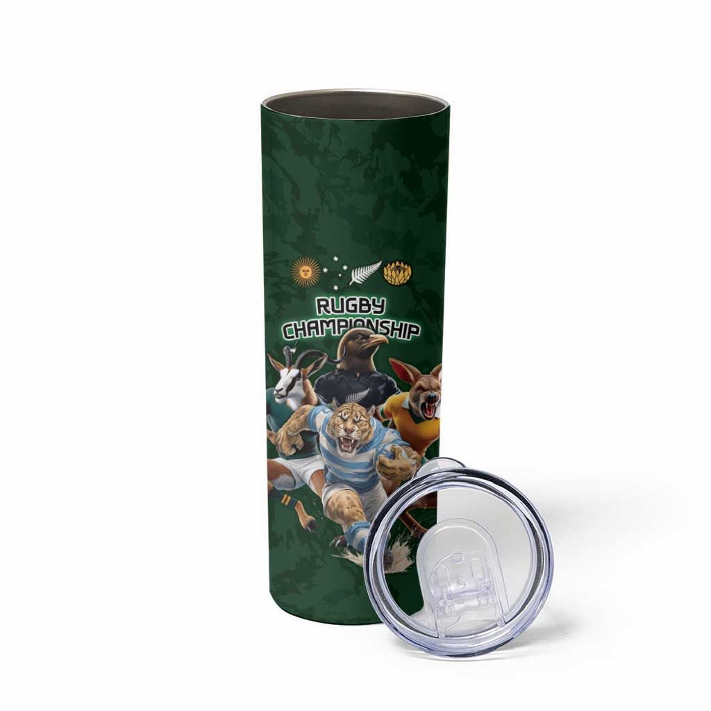 Custom Rugby Southern Hemisphere Skinny Tumbler Argentina AUNZ South Africa Mascot Green LT9 - Polynesian Pride