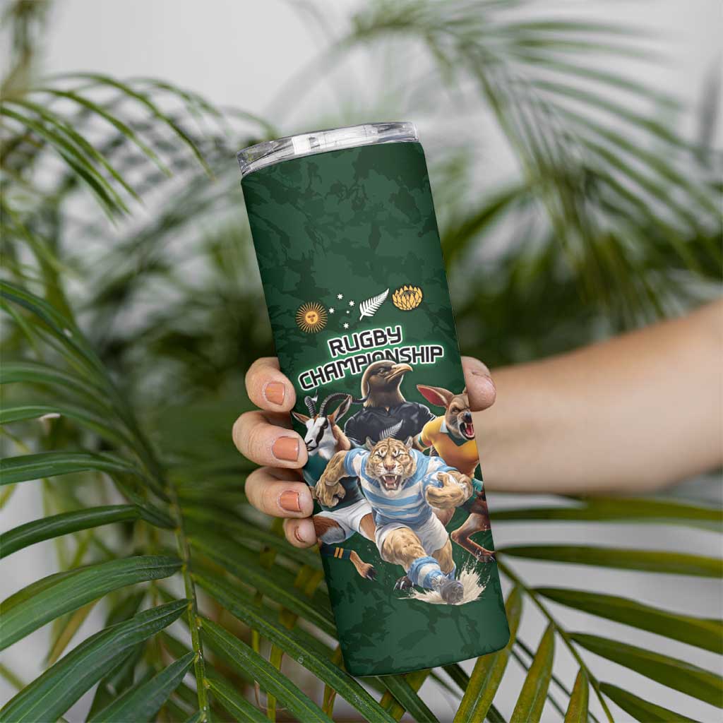 Custom Rugby Southern Hemisphere Skinny Tumbler Argentina AUNZ South Africa Mascot Green LT9 - Polynesian Pride
