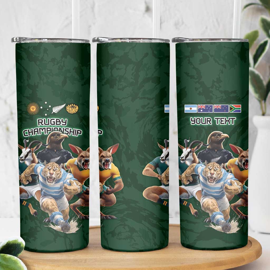 Custom Rugby Southern Hemisphere Skinny Tumbler Argentina AUNZ South Africa Mascot Green LT9 - Polynesian Pride