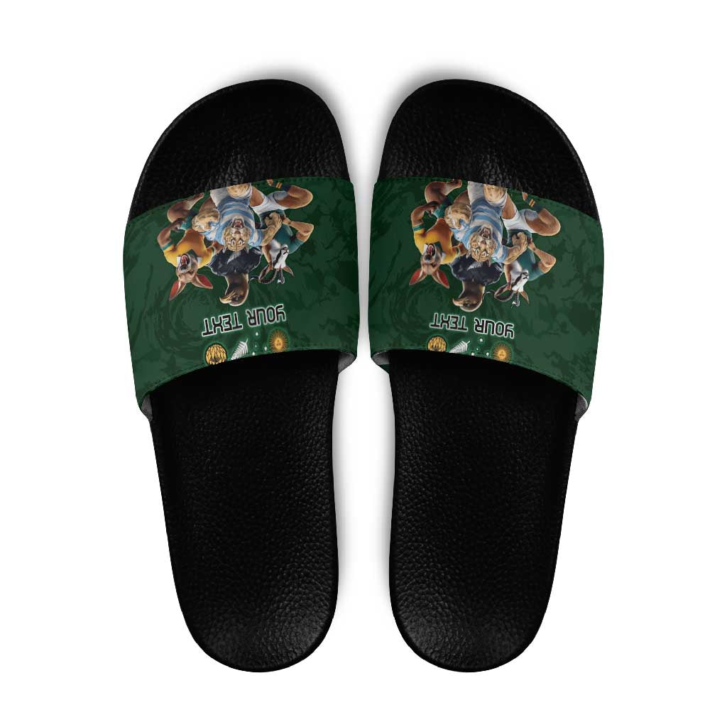 Custom Rugby Southern Hemisphere Slide Sandals Argentina AUNZ South Africa Mascot Green - Polynesian Pride