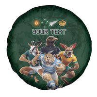 Custom Rugby Southern Hemisphere Spare Tire Cover Argentina AUNZ South Africa Mascot Green - Polynesian Pride