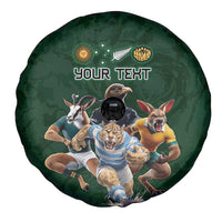 Custom Rugby Southern Hemisphere Spare Tire Cover Argentina AUNZ South Africa Mascot Green - Polynesian Pride