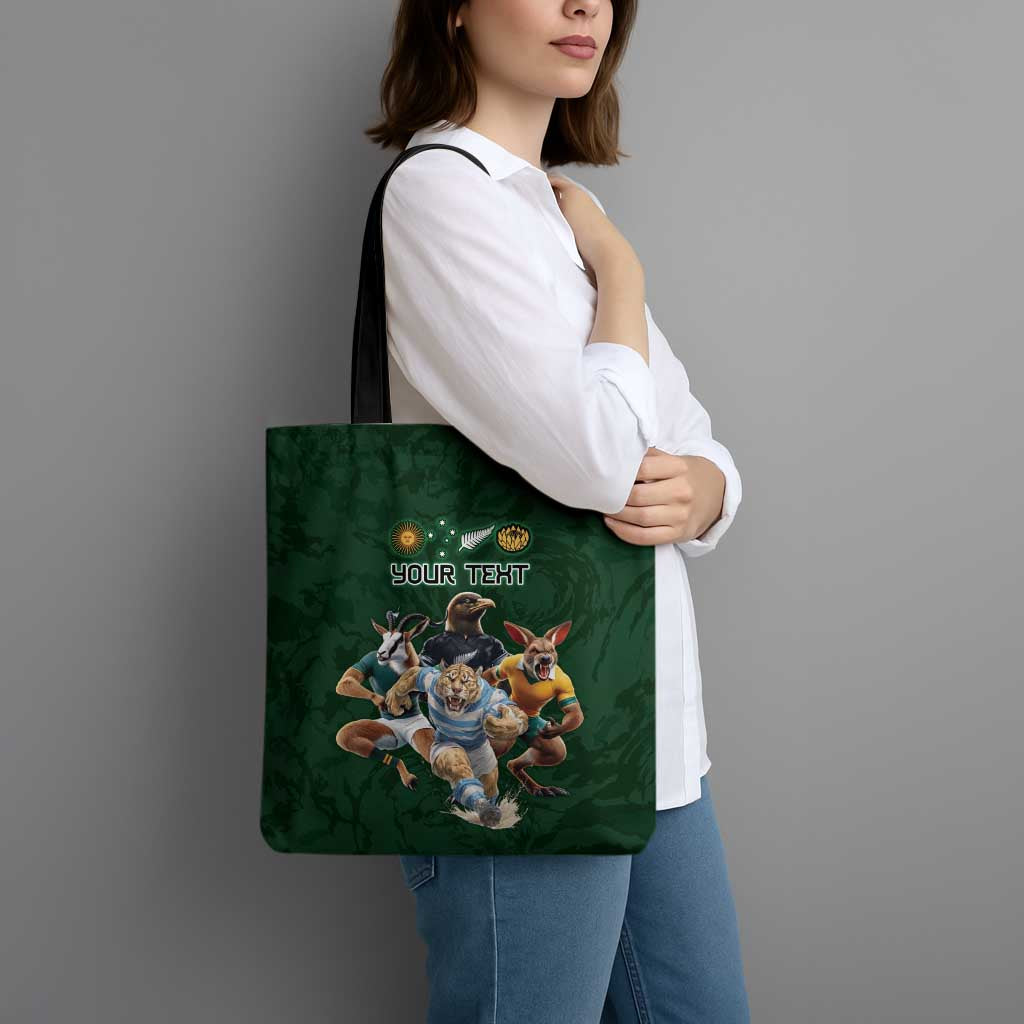 Custom Rugby Southern Hemisphere Tote Bag Argentina AUNZ South Africa Mascot Green - Polynesian Pride