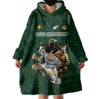 Custom Rugby Southern Hemisphere Wearable Blanket Hoodie Argentina AUNZ South Africa Mascot Green LT9 - Polynesian Pride