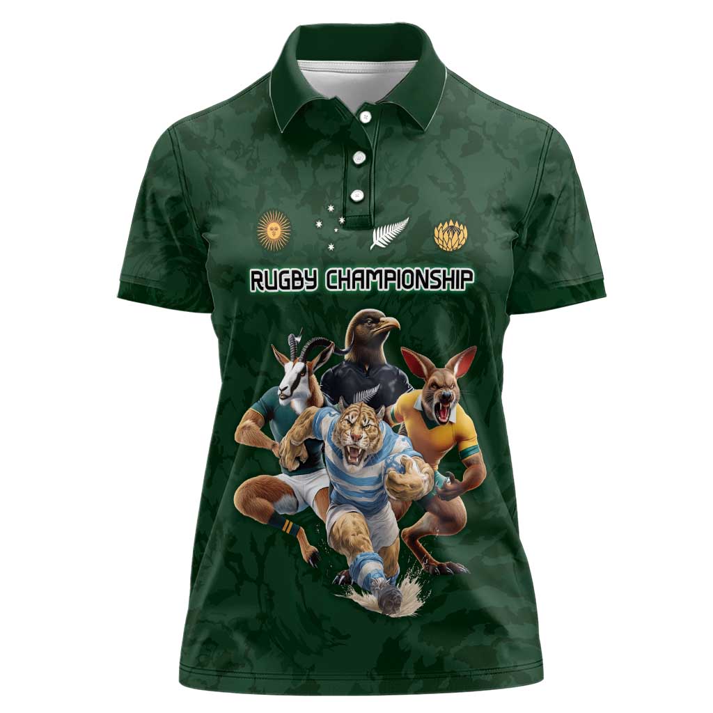 Custom Rugby Southern Hemisphere Women Polo Shirt Argentina AUNZ South Africa Mascot Green LT9 Female Green - Polynesian Pride