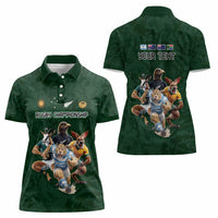 Custom Rugby Southern Hemisphere Women Polo Shirt Argentina AUNZ South Africa Mascot Green LT9 - Polynesian Pride