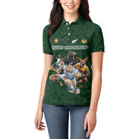 Custom Rugby Southern Hemisphere Women Polo Shirt Argentina AUNZ South Africa Mascot Green LT9 - Polynesian Pride