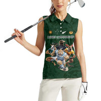 Custom Rugby Southern Hemisphere Women Sleeveless Polo Shirt Argentina AUNZ South Africa Mascot Green - Polynesian Pride
