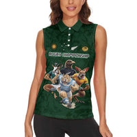 Custom Rugby Southern Hemisphere Women Sleeveless Polo Shirt Argentina AUNZ South Africa Mascot Green - Polynesian Pride