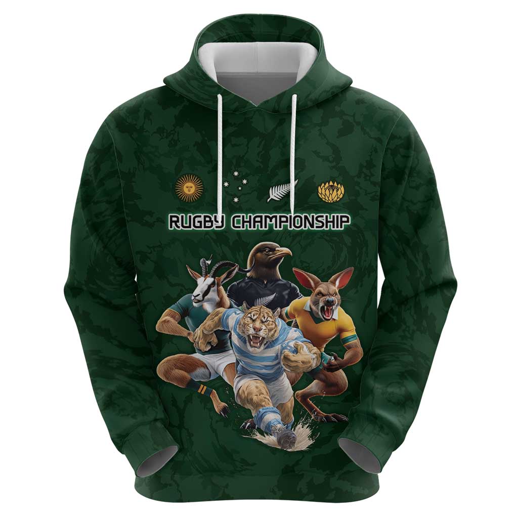 Custom Rugby Southern Hemisphere Zip Hoodie Argentina AUNZ South Africa Mascot Green - Polynesian Pride