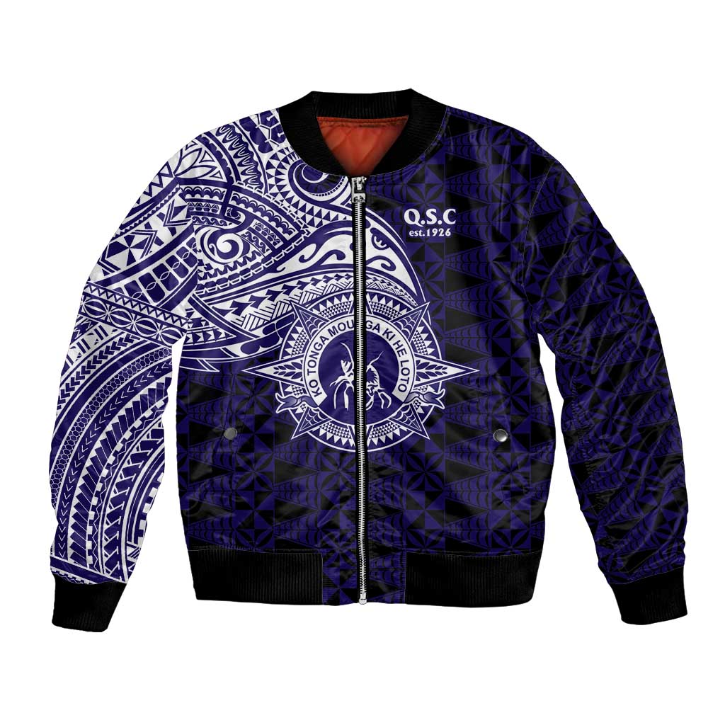 Tonga Queen Salote College 100th Years Bomber Jacket Est 1926 Tongan Ngatu Tapa - Polynesian Pride