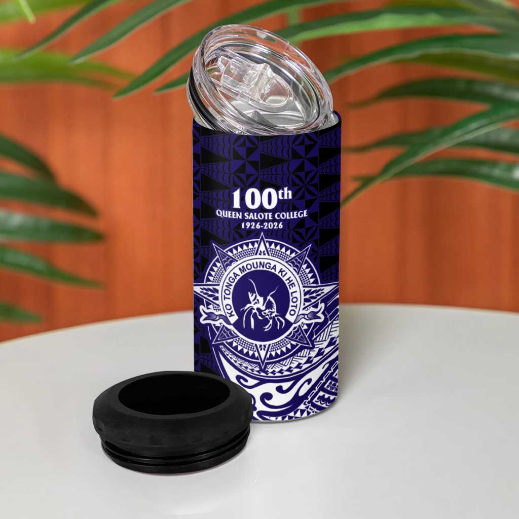 Tonga Queen Salote College 100th Years 4 in 1 Can Cooler Tumbler Est 1926 Tongan Ngatu Tapa - Polynesian Pride