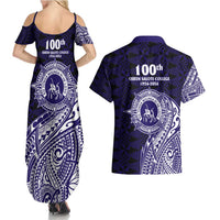 Tonga Queen Salote College 100th Years Couples Matching Summer Maxi Dress and Hawaiian Shirt Est 1926 Tongan Ngatu Tapa LT9 - Polynesian Pride