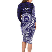 Tonga Queen Salote College 100th Years Family Matching Long Sleeve Bodycon Dress and Hawaiian Shirt Est 1926 Tongan Ngatu Tapa LT9 - Polynesian Pride