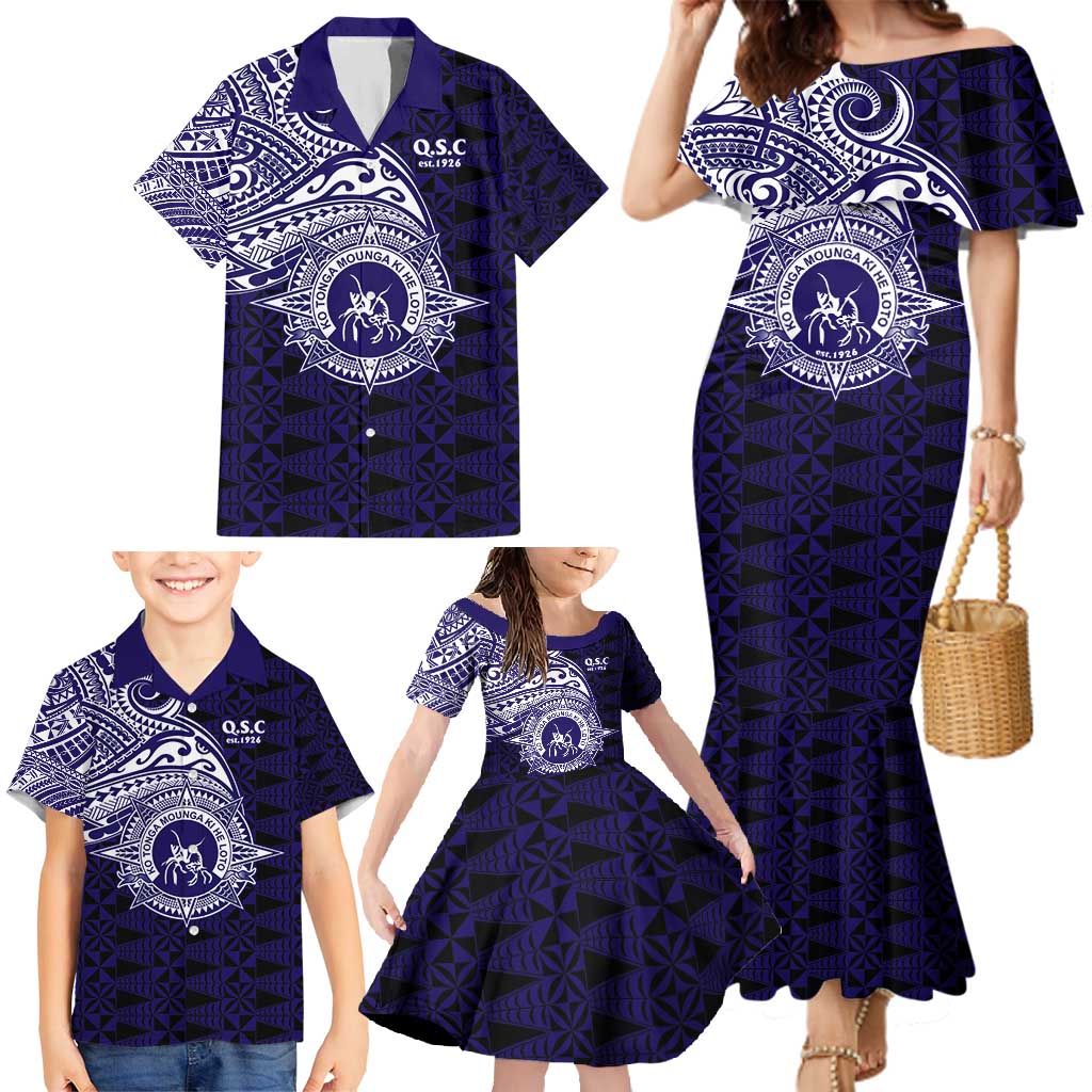 Tonga Queen Salote College 100th Years Family Matching Mermaid Dress and Hawaiian Shirt Est 1926 Tongan Ngatu Tapa LT9 - Polynesian Pride