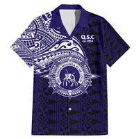 Tonga Queen Salote College 100th Years Family Matching Mermaid Dress and Hawaiian Shirt Est 1926 Tongan Ngatu Tapa LT9 Dad's Shirt - Short Sleeve Blue - Polynesian Pride