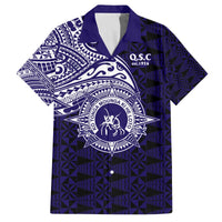 Tonga Queen Salote College 100th Years Family Matching Off The Shoulder Long Sleeve Dress and Hawaiian Shirt Est 1926 Tongan Ngatu Tapa LT9 Dad's Shirt - Short Sleeve Blue - Polynesian Pride