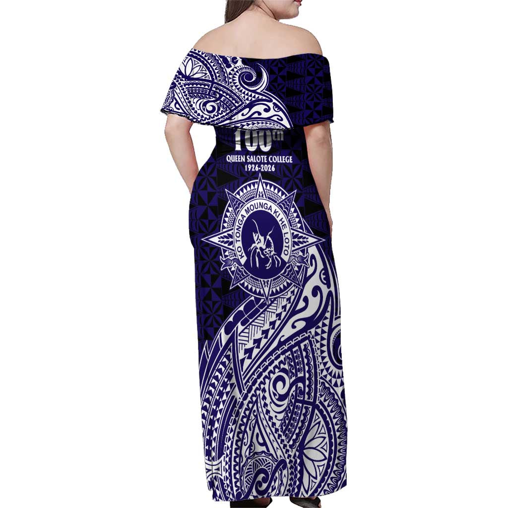 Tonga Queen Salote College 100th Years Family Matching Off Shoulder Maxi Dress and Hawaiian Shirt Est 1926 Tongan Ngatu Tapa LT9 - Polynesian Pride